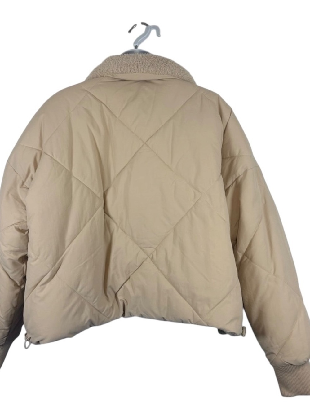 American Eagle Outfitters Reversible Tan Puffer Sherpa Jacket SzS  Cabincore - Picture 6 of 15